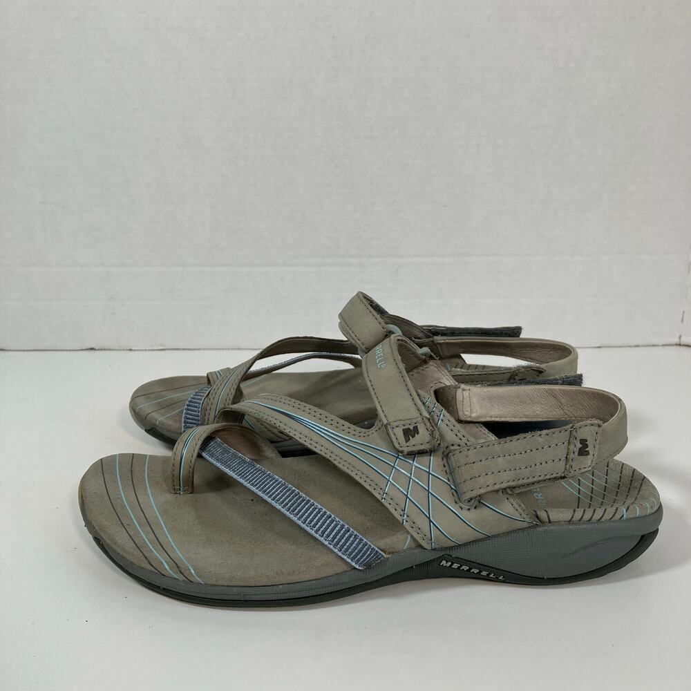 Merrell Sz 7 Freesia Bungee Sandal in Sky Blue Strappy Sporty Comfortable Summer